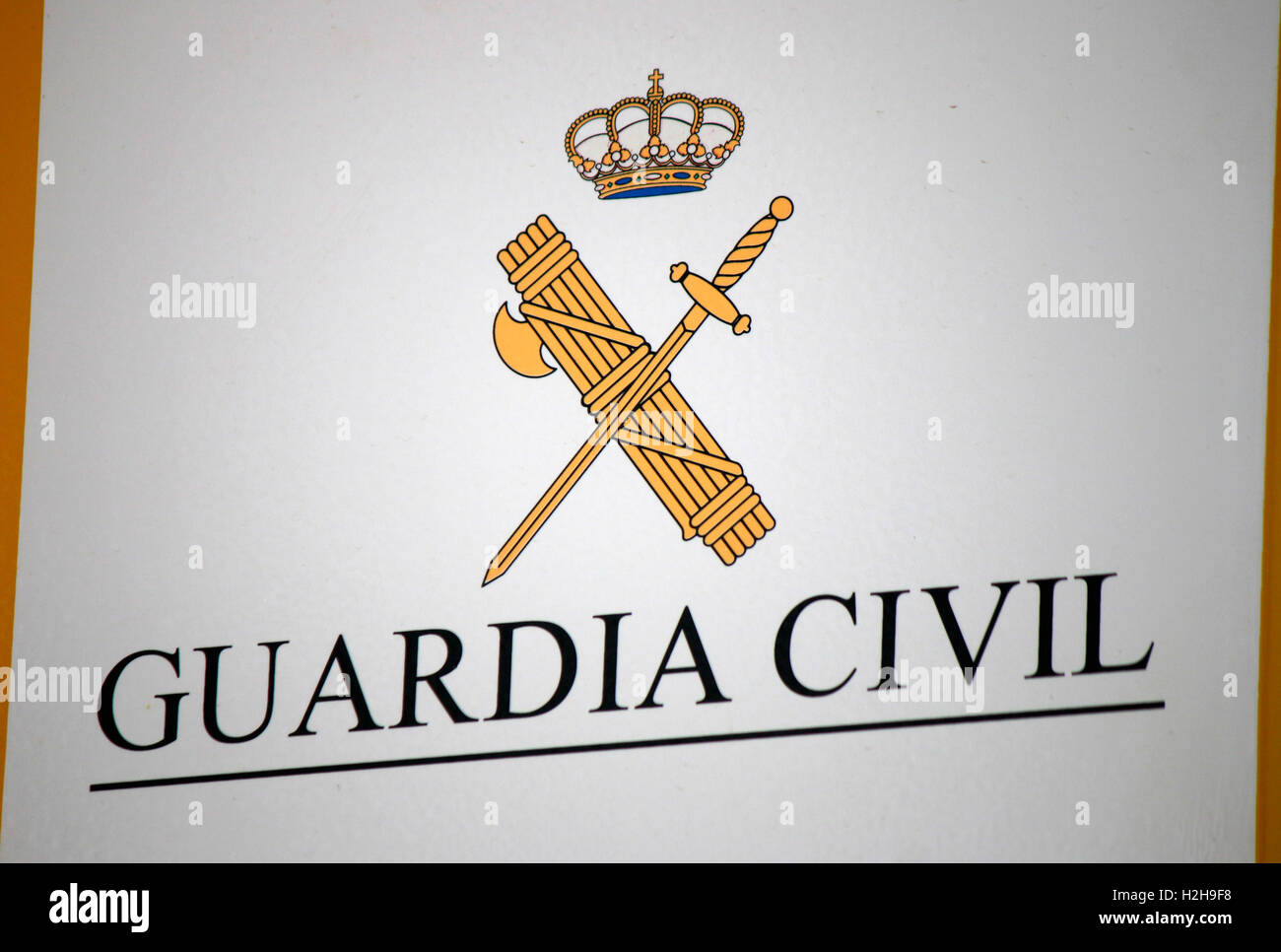 das Logo der Marke 'Guardia Civil', Ibiza, Spanien. Stock Photo