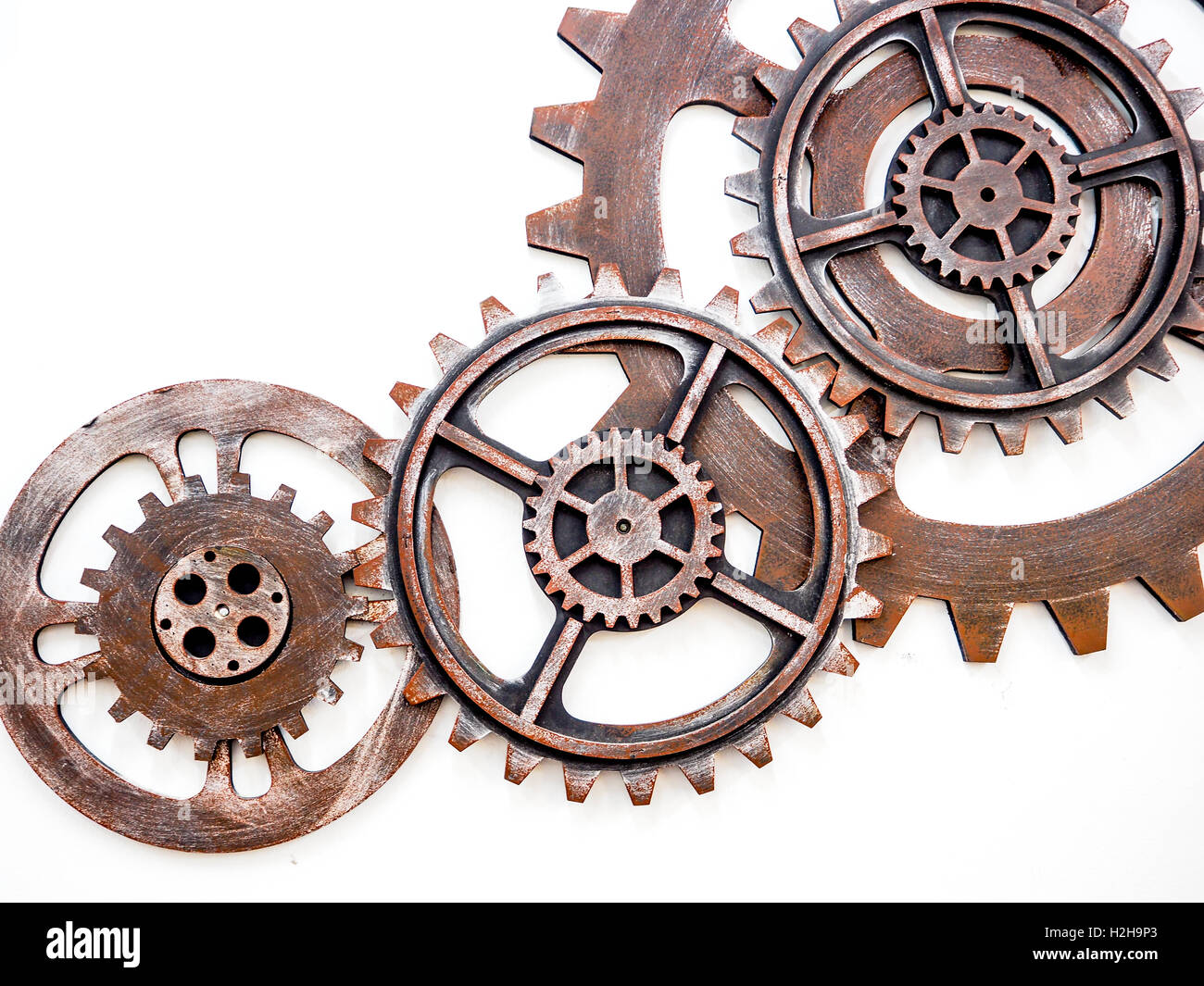 Gear wheels with rusty metal isolated on white background Stock Photo ...