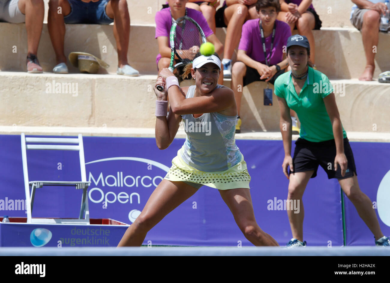 Garbine Muguruza top tennis player playing in the Mallorca Open, in the Balearic Islands. Stock Photo