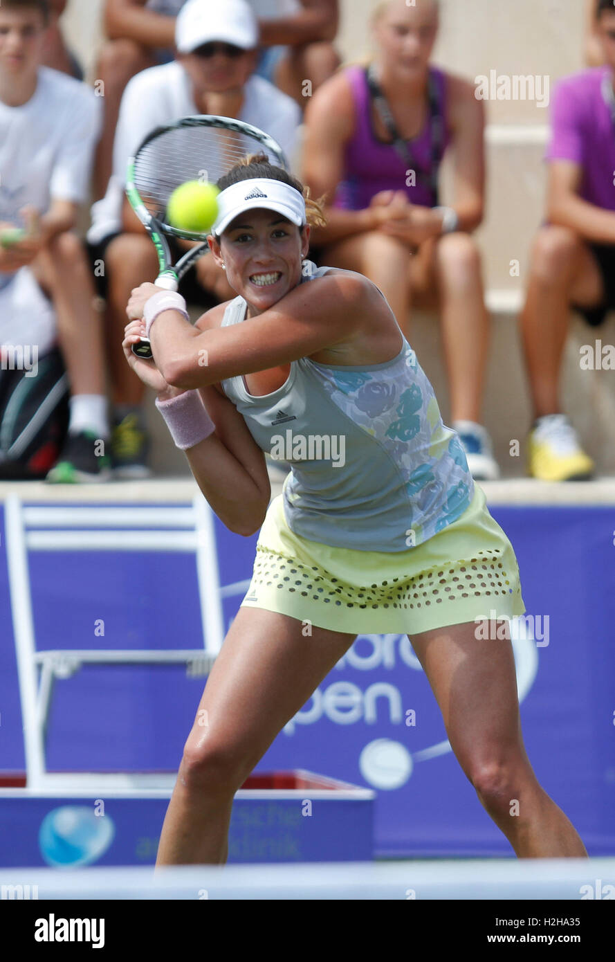 Garbine Muguruza top tennis player playing in the Mallorca Open, in the Balearic Islands. Stock Photo