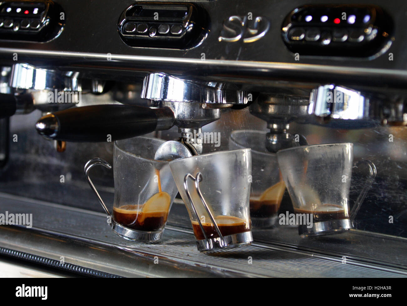 Brewing Espresso coffee Stock Photo