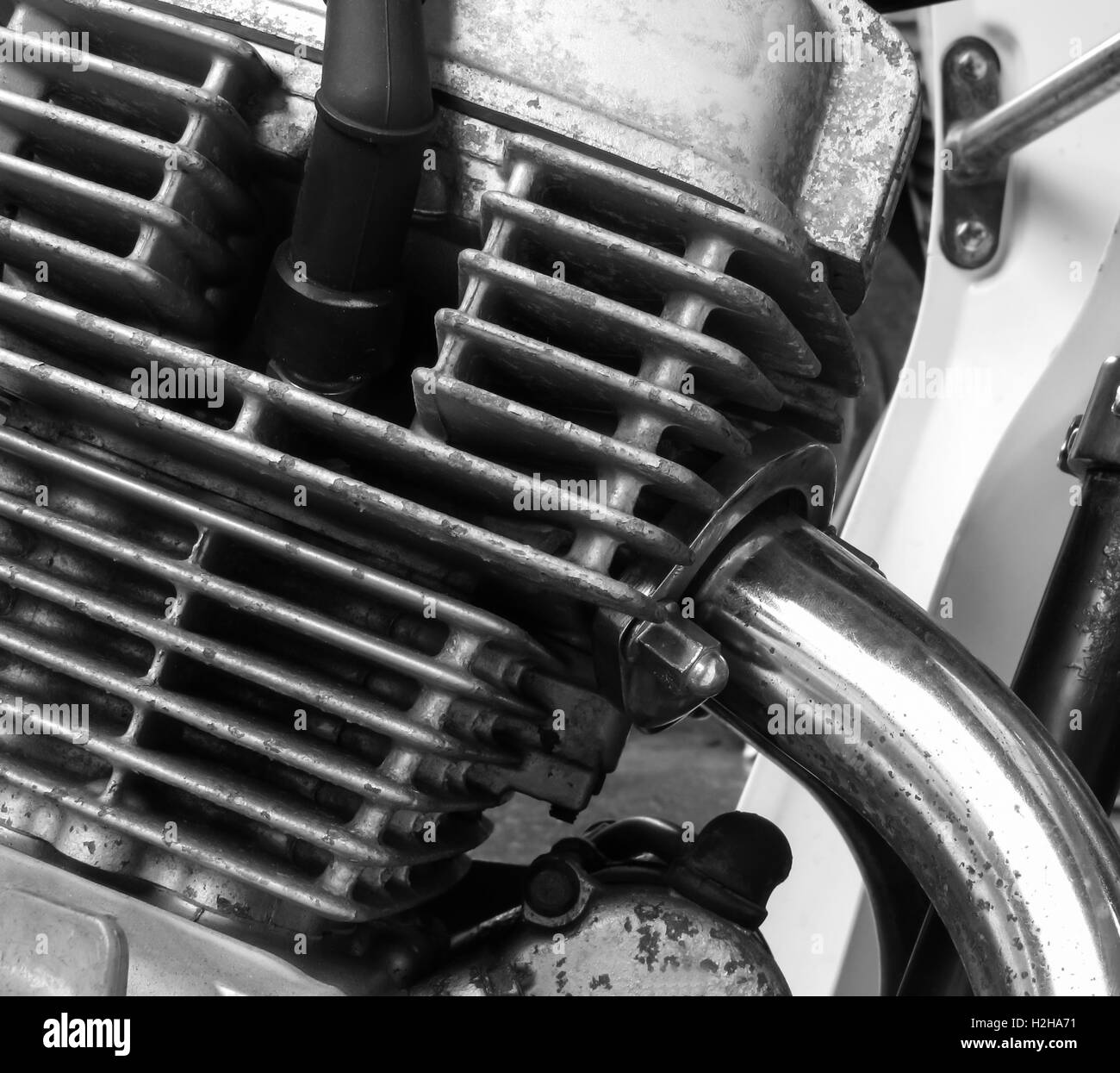 Part of motorcycle engine with exhaust pipe Stock Photo - Alamy