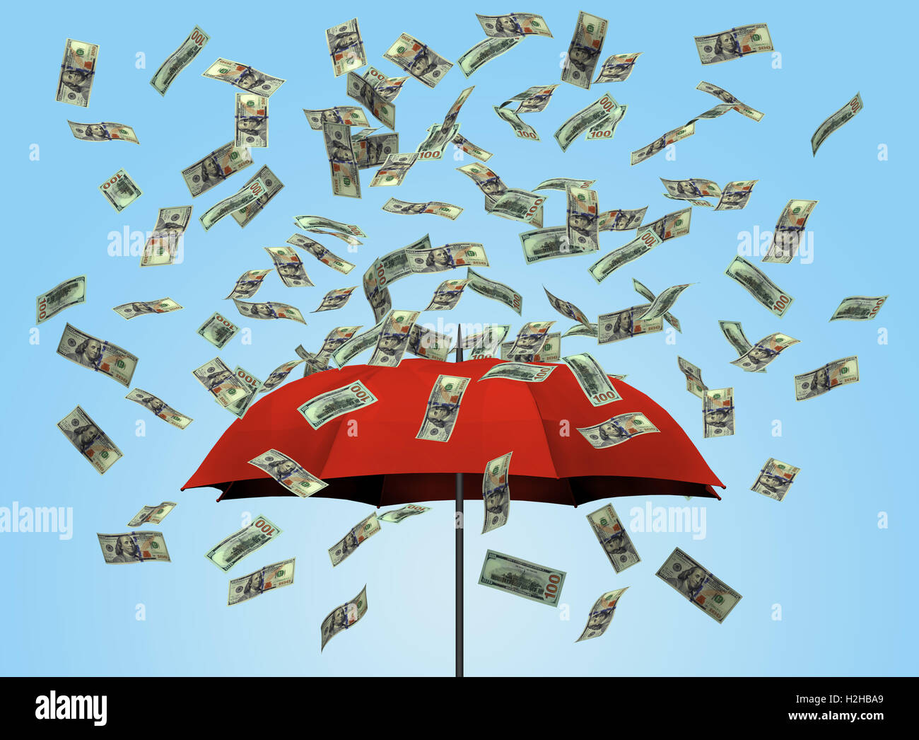 Umbrella and dollar bills Stock Photo Alamy