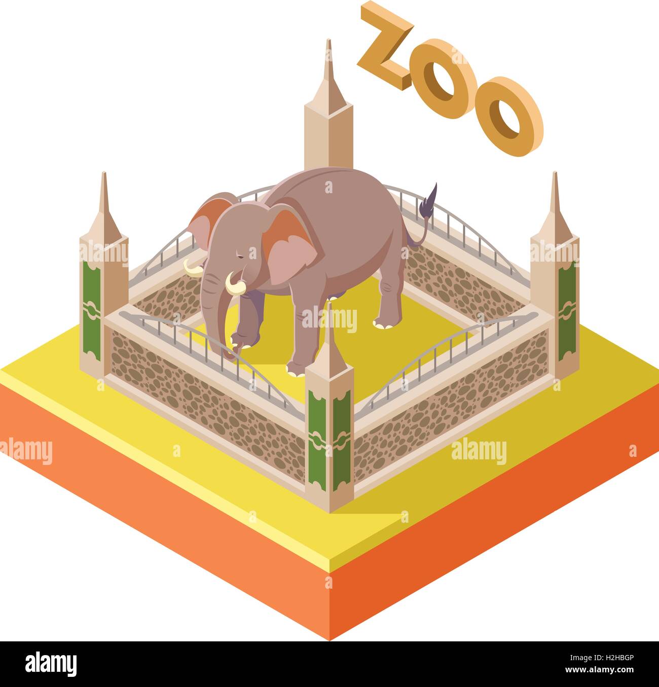 Zoo Elephant isometric icon2 Stock Vector
