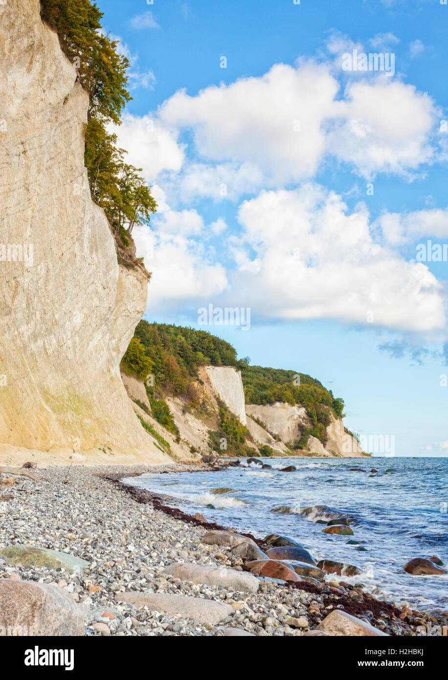 East coast of Ruegen, Germany, with its famous chalk cliffs at Jasmund National Park Stock Photo