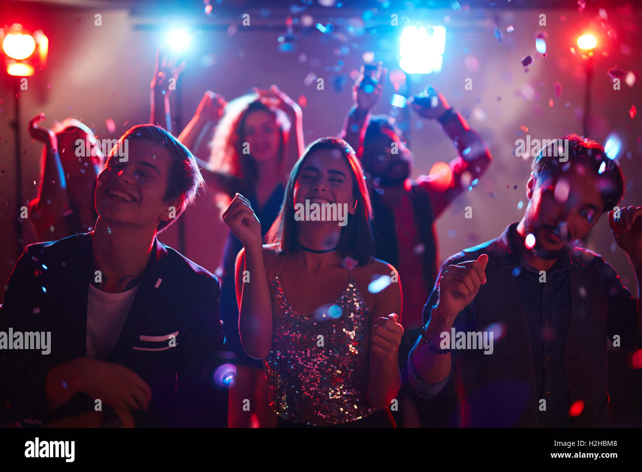 Young people having fun at disco party Stock Photo