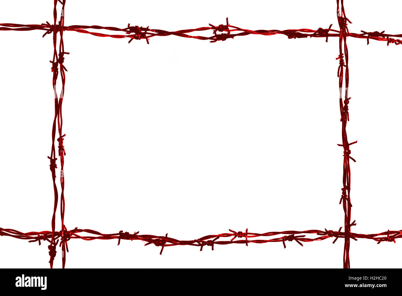 barbed wire frame on the white background Stock Photo - Alamy