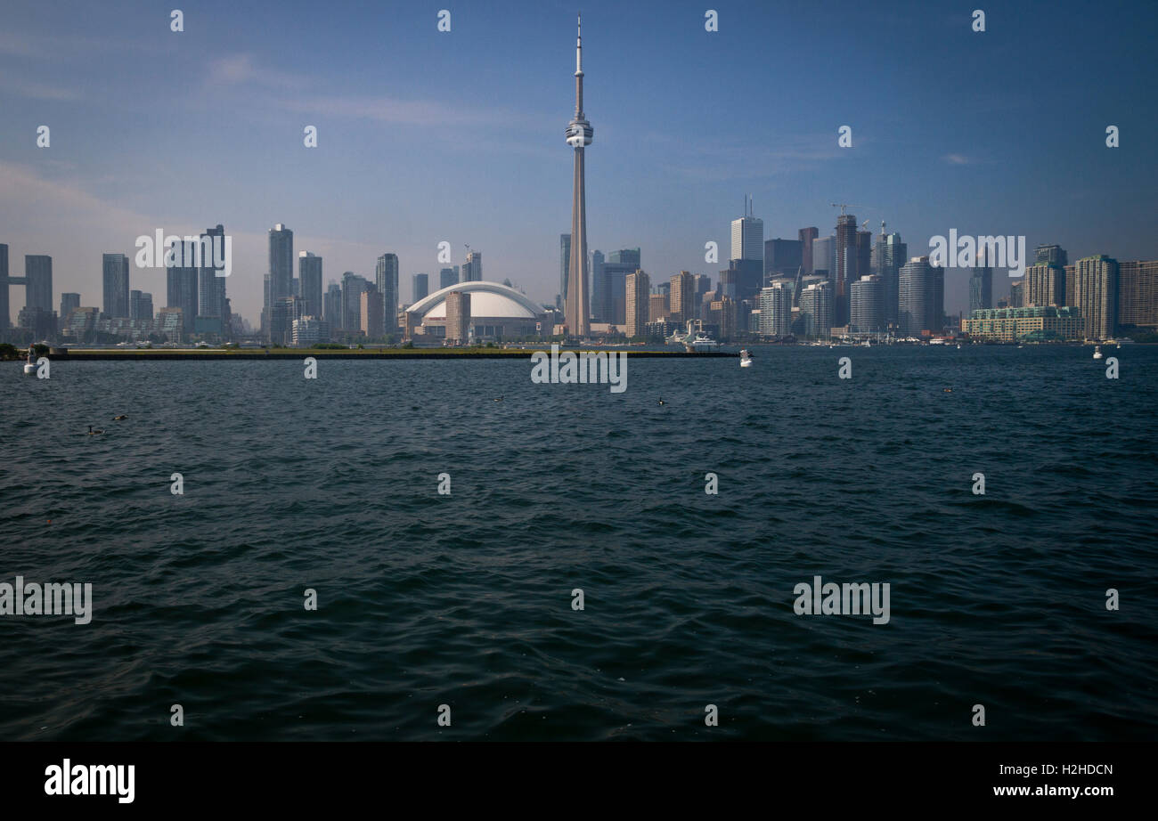 A view of the CN Tower from the islands in Toronto, Canada Stock Photo ...