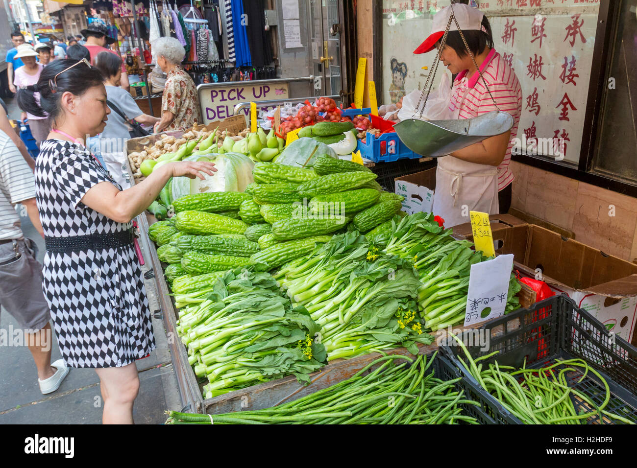 A Chinese grocery market in Chinatown Manhattan New York City The