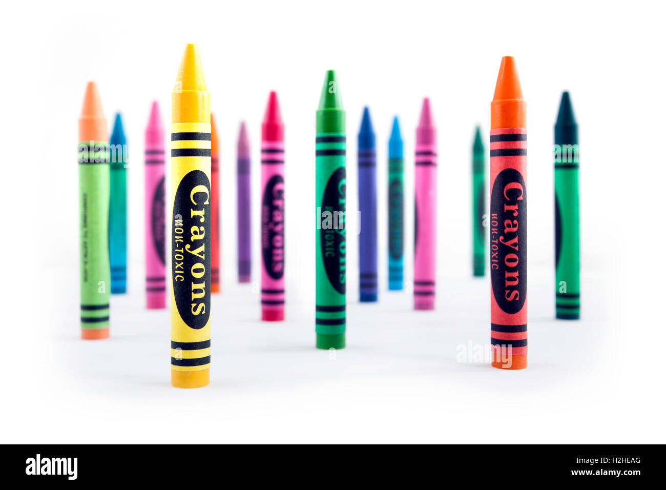 Oil Pastel Crayons On White Paper Stock Photo 2355728765