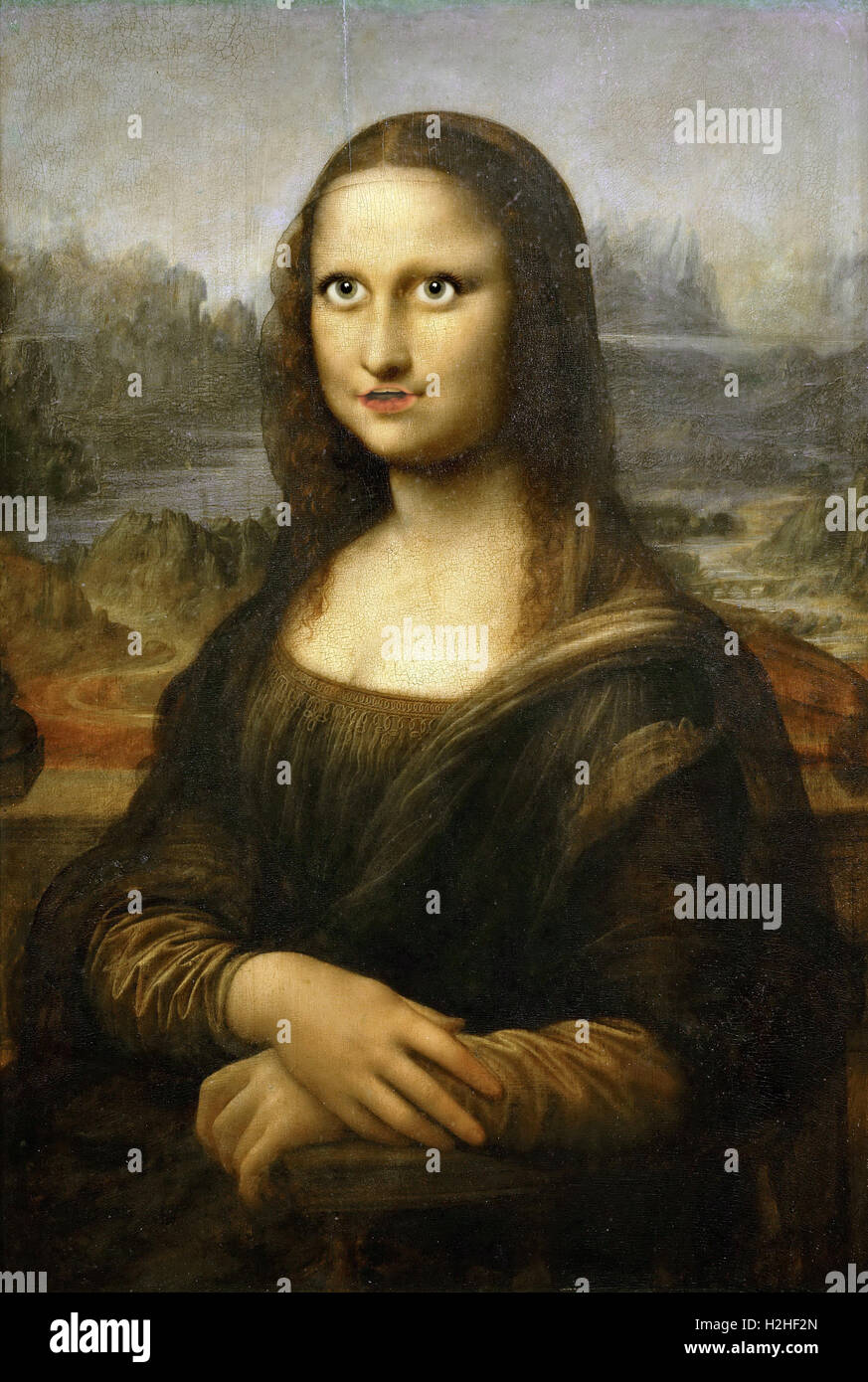 Poster Humoristique Mona Lisa - Toile Déco Salle De Bain - Version Parodie De La Joconde Avec Lunettes - 30x40 Cm - 6
