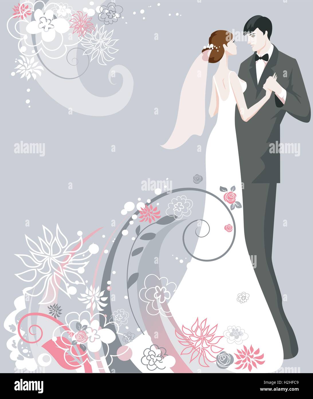 Victorian wedding dress illustration Stock Vector Images - Alamy