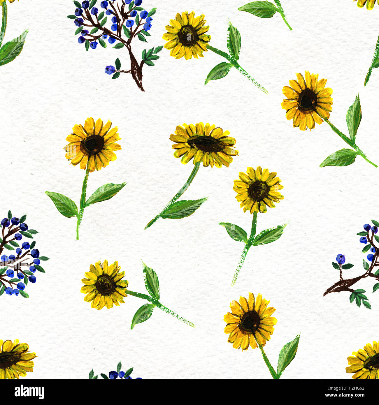 Seamless pattern with flowers and berries Stock Photo - Alamy