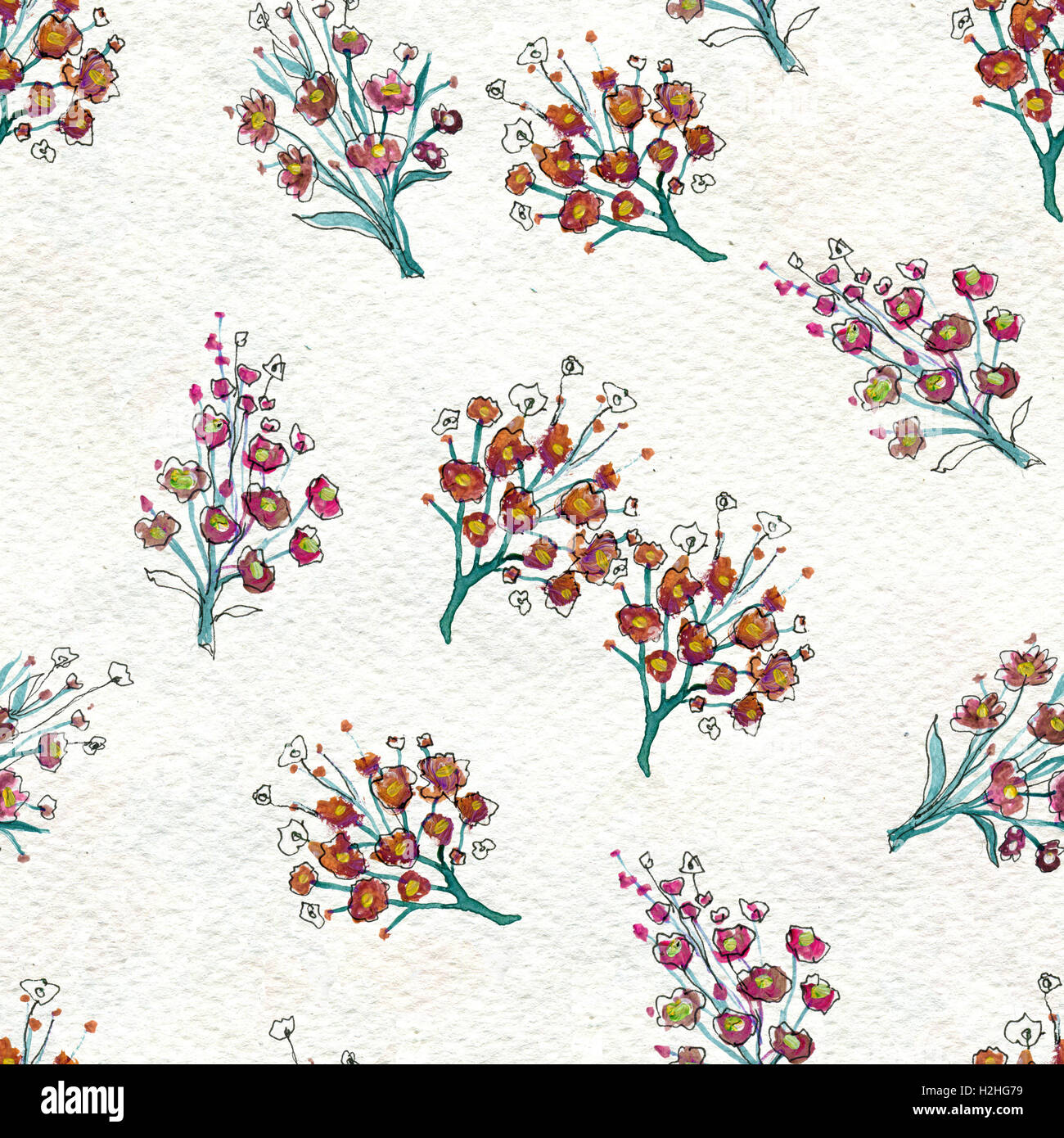 Seamless pattern with colorful flowers Stock Photo - Alamy