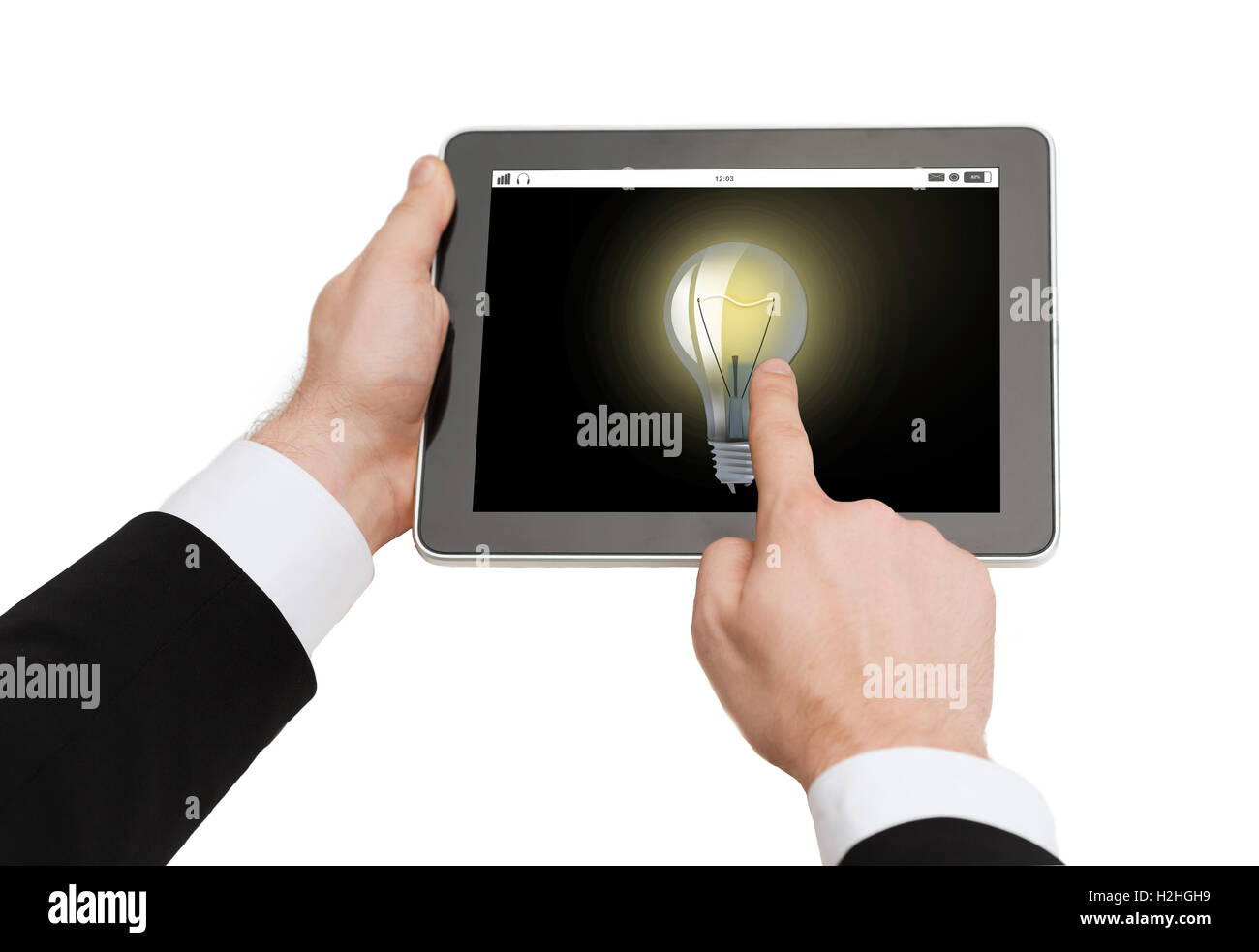 close up of man hands holding tablet pc Stock Photo - Alamy
