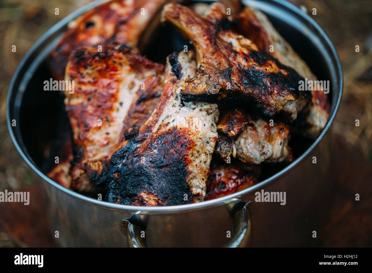Shish kebab closeup Stock Photo