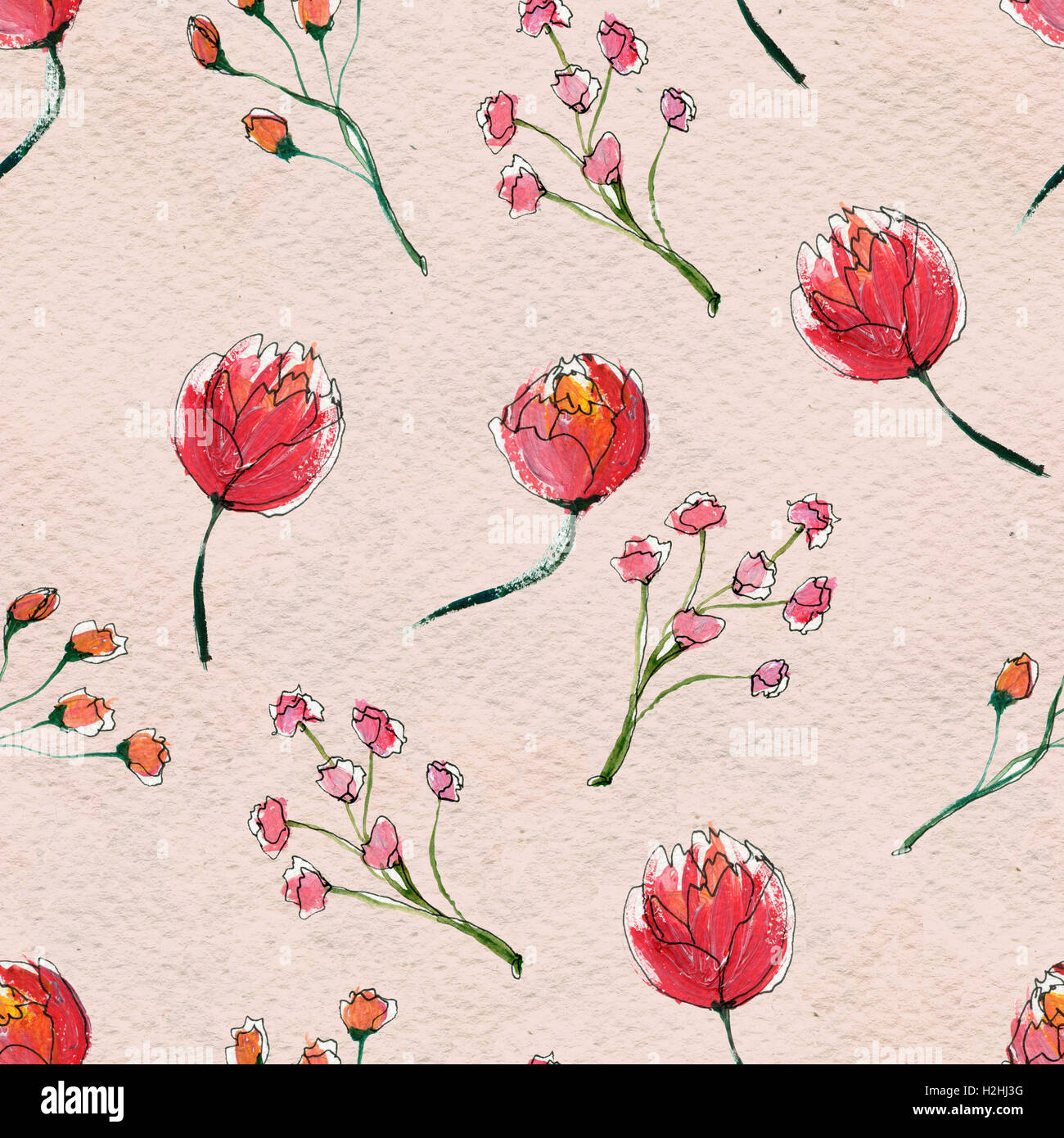Seamless pattern with colorful flowers Stock Photo - Alamy