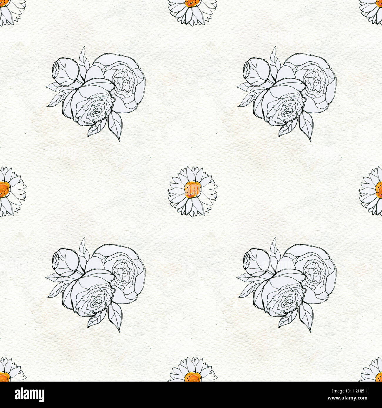 Seamless pattern with colorful flowers Stock Photo - Alamy