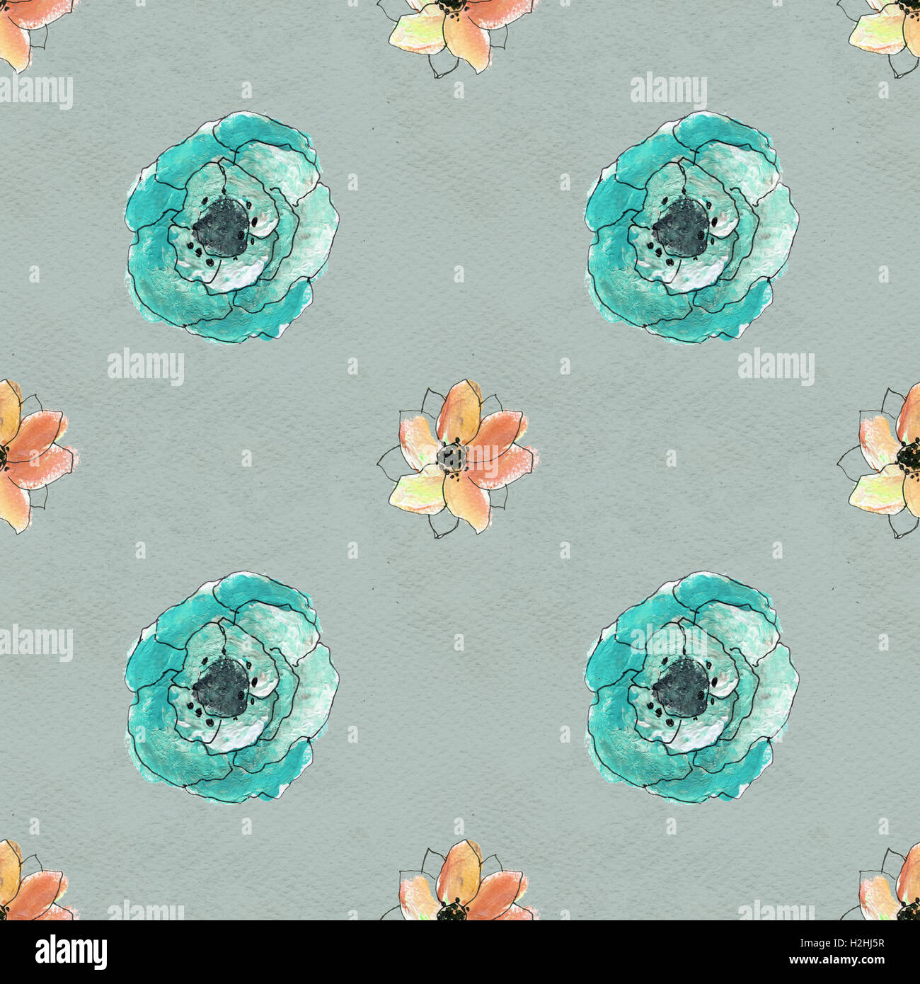 Seamless pattern with colorful flowers Stock Photo - Alamy