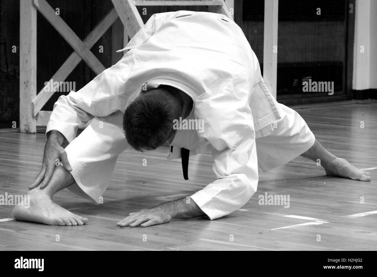 Martial Arts instructor warming up before class Stock Photo Alamy