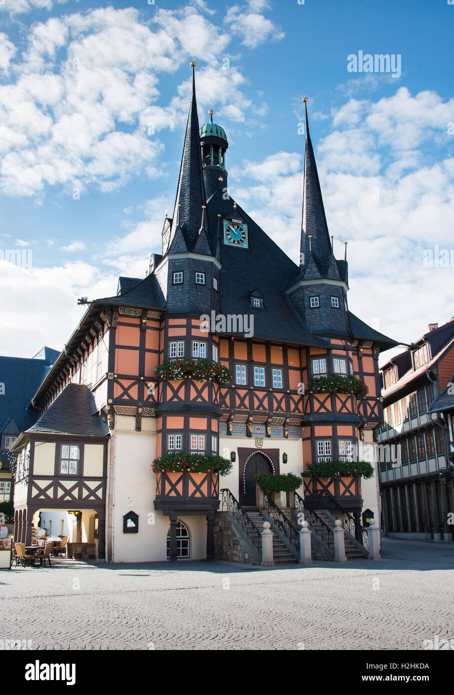 sqaure with town hall in wernigerode germany Stock Photo