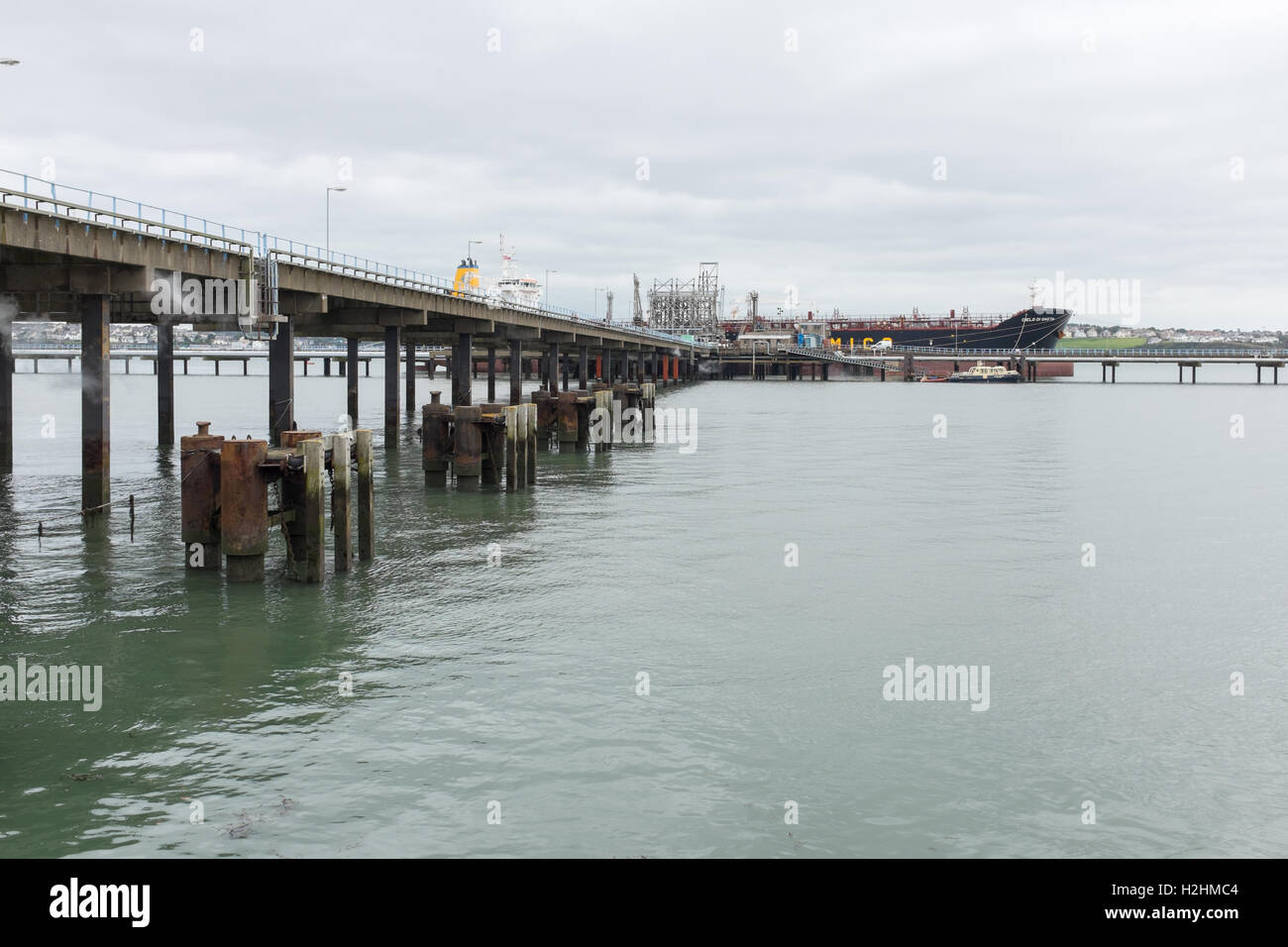 Oil tankers docked at Milford Haven, Pembrokeshire, Wales Stock Photo