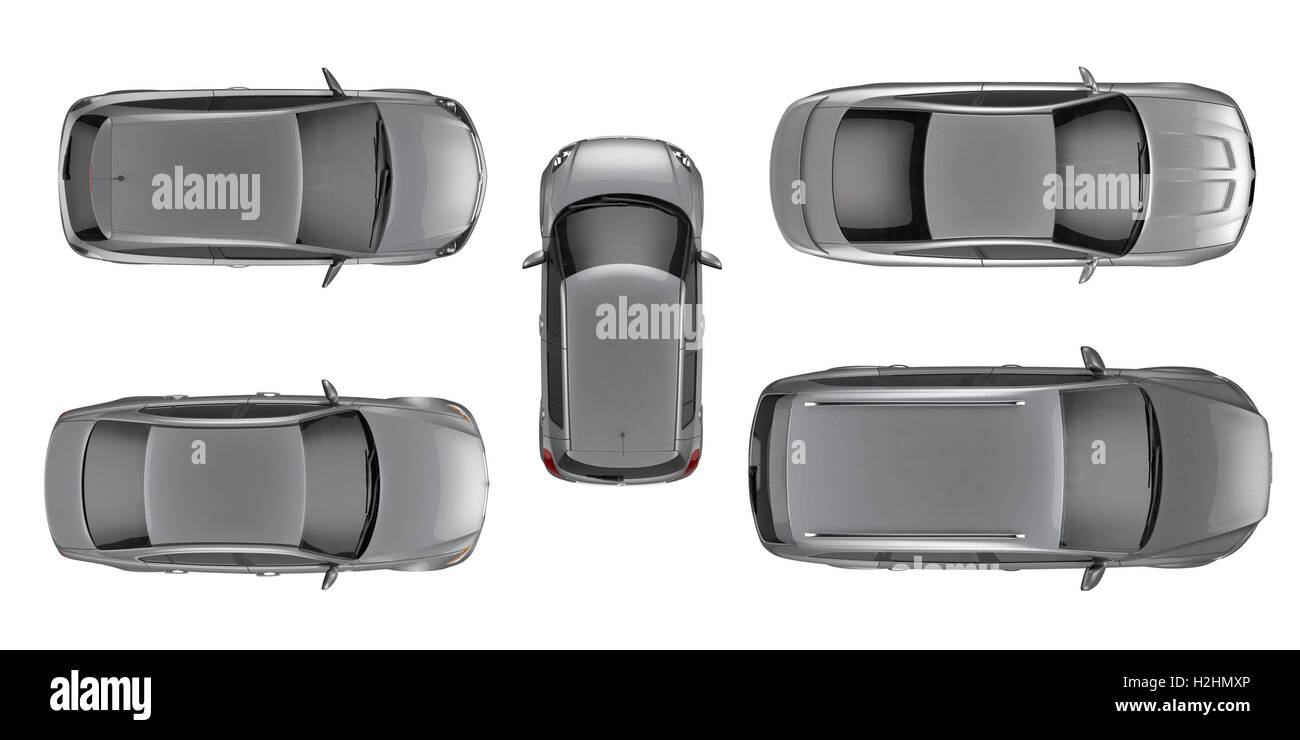 Set of Top view cars on white background, 3D illustration Stock Photo ...