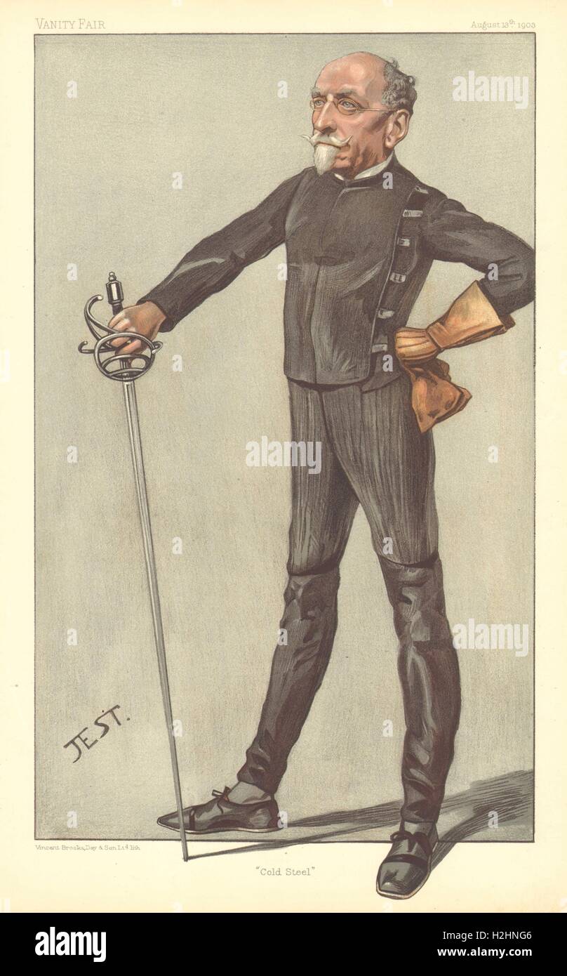VANITY FAIR SPY CARTOON. Capt Alfred Hutton FSA 'Cold Steel'. Fencing. 1903 Stock Photo