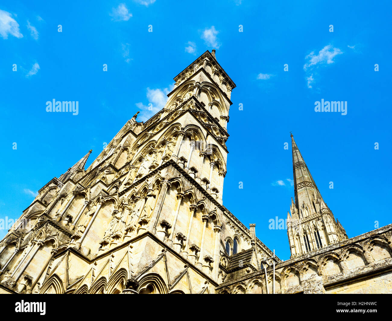 Salisbury Cathedral or Cathedral Church of the Blessed Virgin Mary -  Wiltshire, England Stock Photo