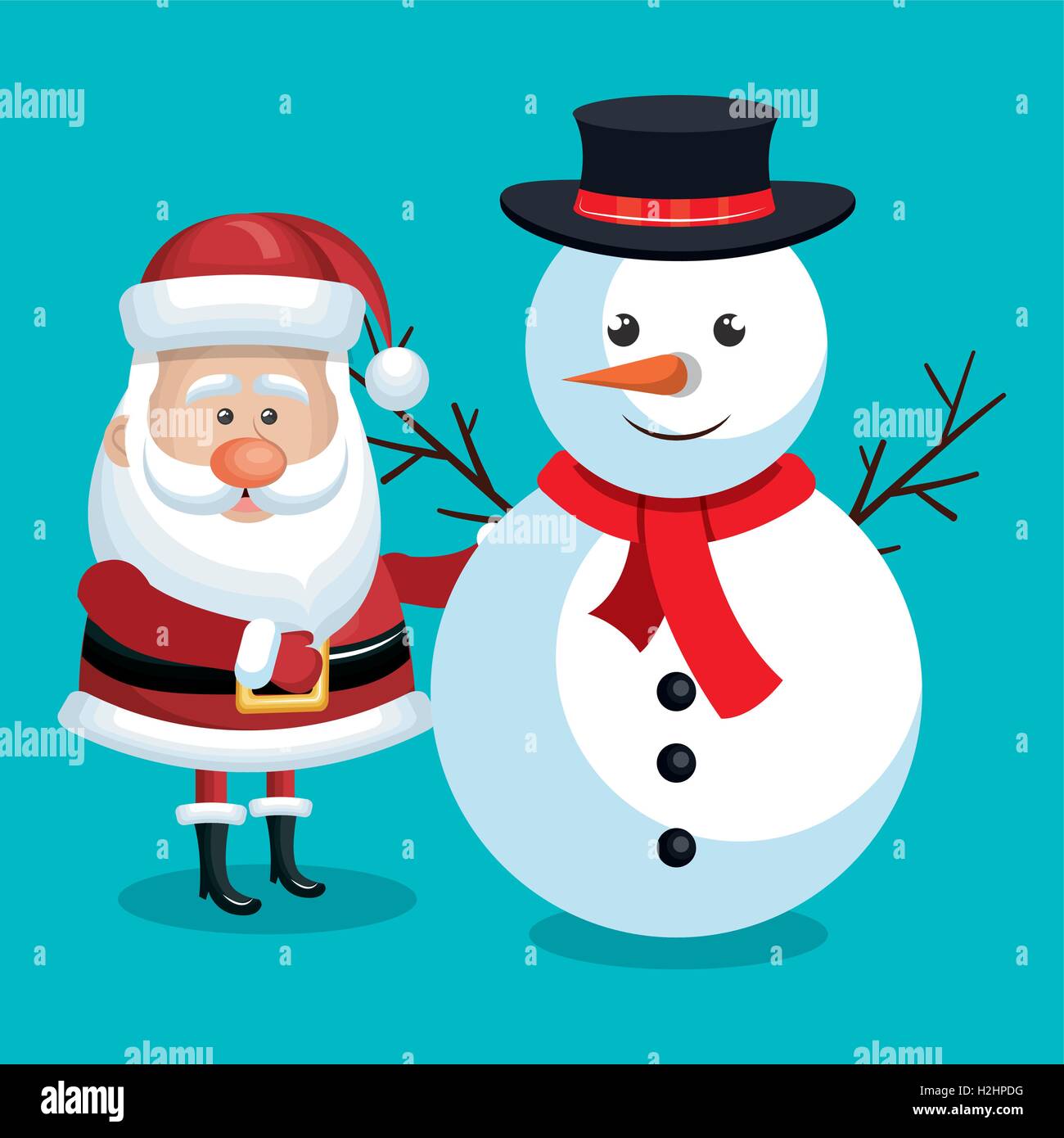 santa claus and snowman with blue background Stock Vector Image & Art ...