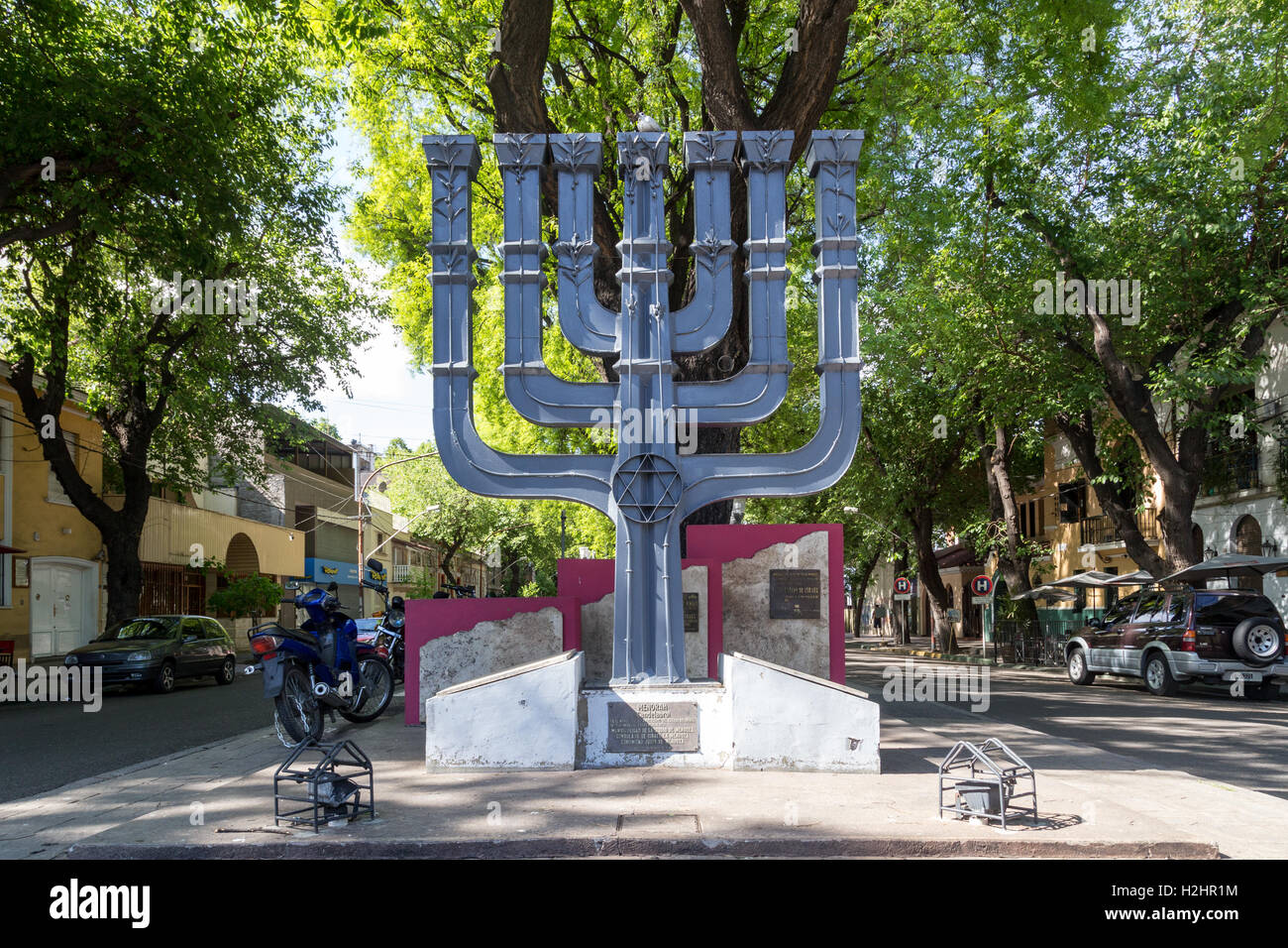 Menorah Jewish Monument in Mendoza, Argentina Stock Photo