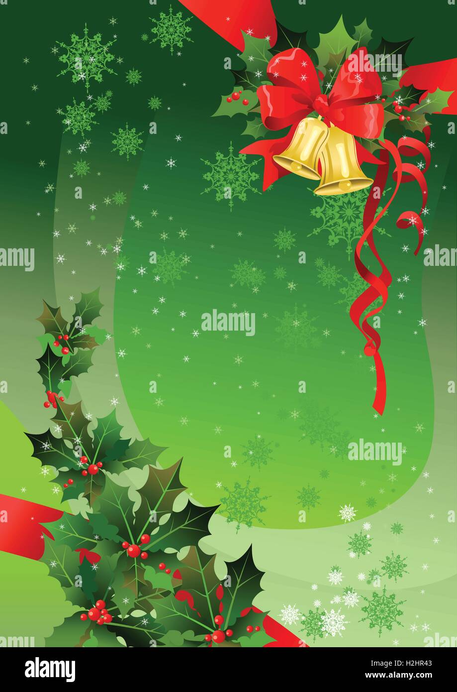 Green Christmas background with holly Stock Vector Image & Art - Alamy