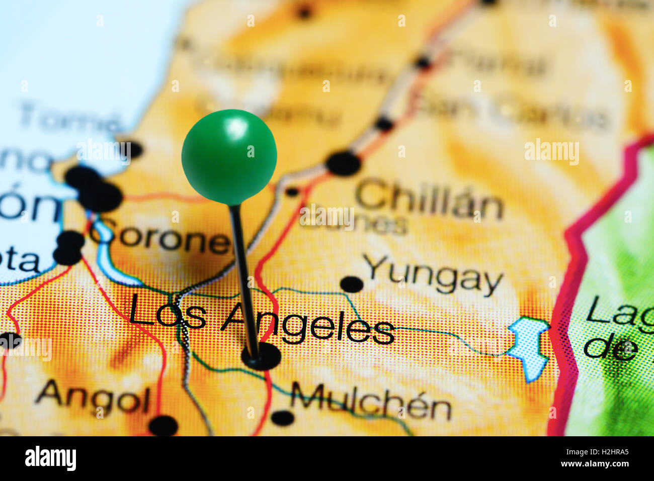 Los Angeles Chile Map Los Angeles Pinned On A Map Of Chile Stock Photo - Alamy
