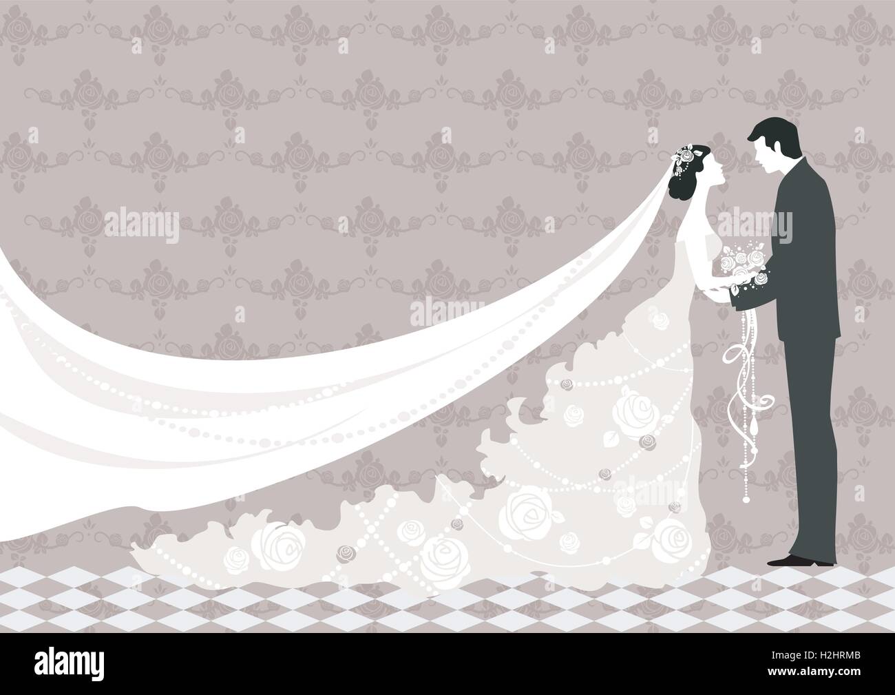 Victorian wedding dress illustration Stock Vector Images - Alamy