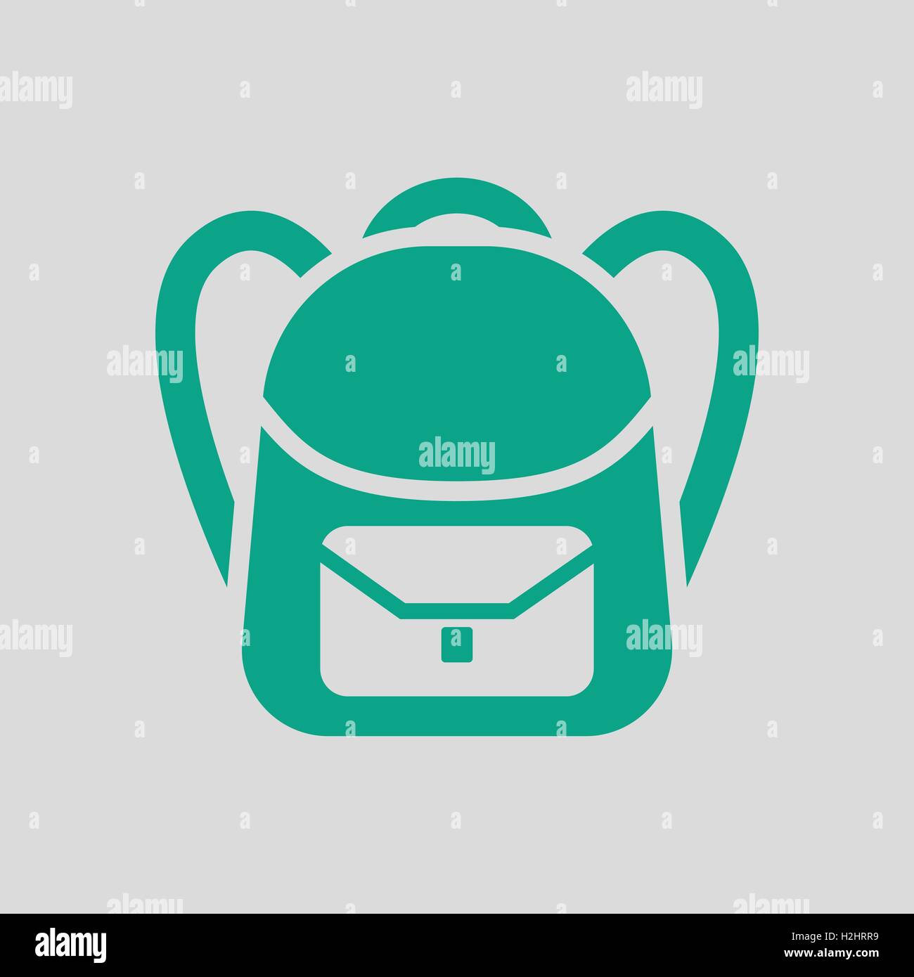 School rucksack  icon. Gray background with green. Vector illustration. Stock Vector