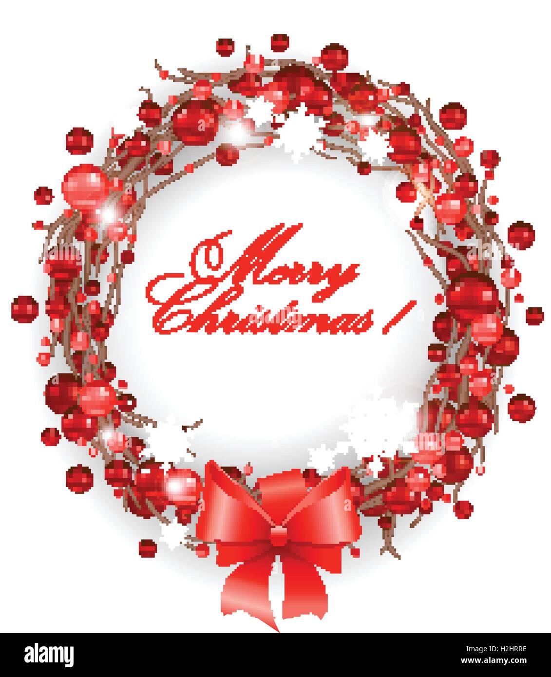 Ð¡hristmas wreath with red bow Stock Vector Image & Art - Alamy