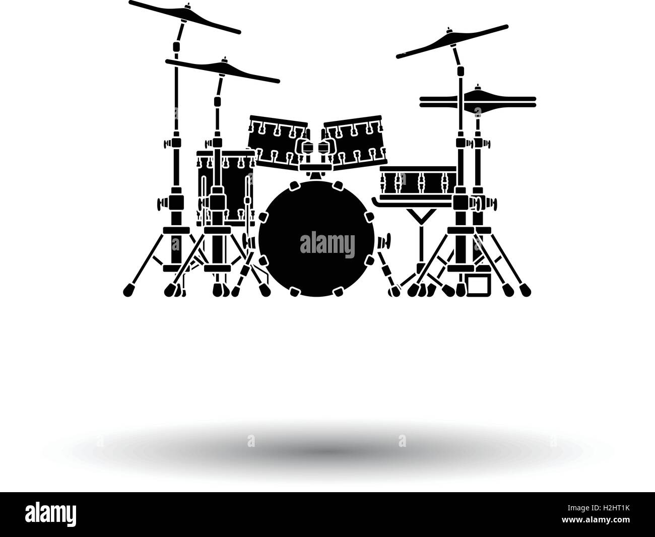 Drum set icon. White background with shadow design. Vector illustration ...