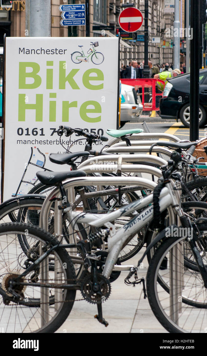 Bike Hire Manchester Stock Photo Alamy