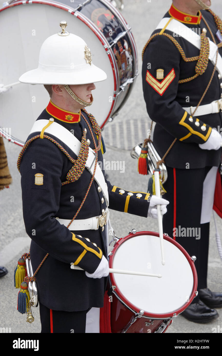 Royal Marine band parades with music Stock Photo