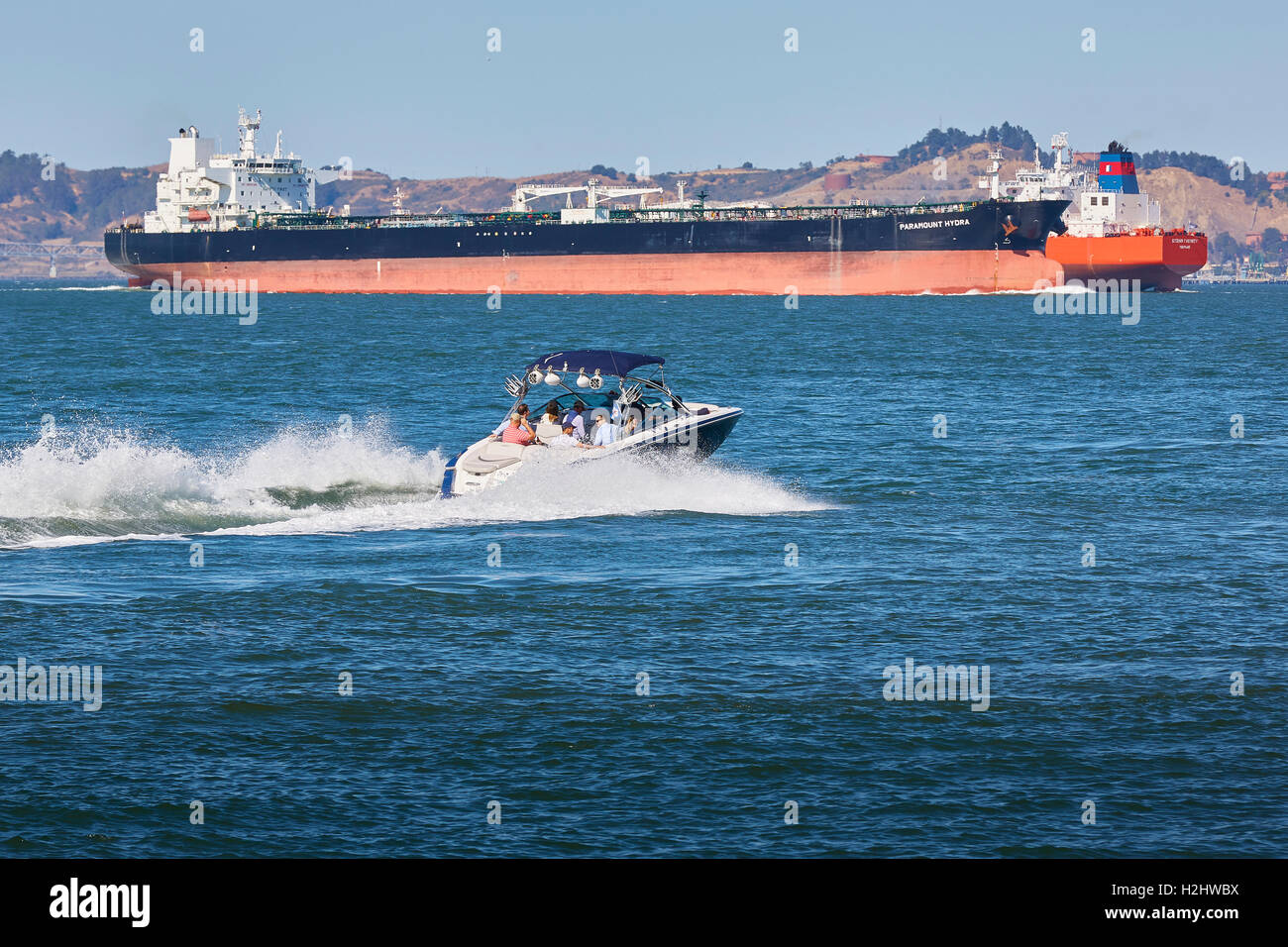 Two Large Tankers Passing In San Francisco Bay, California. Stock Photo