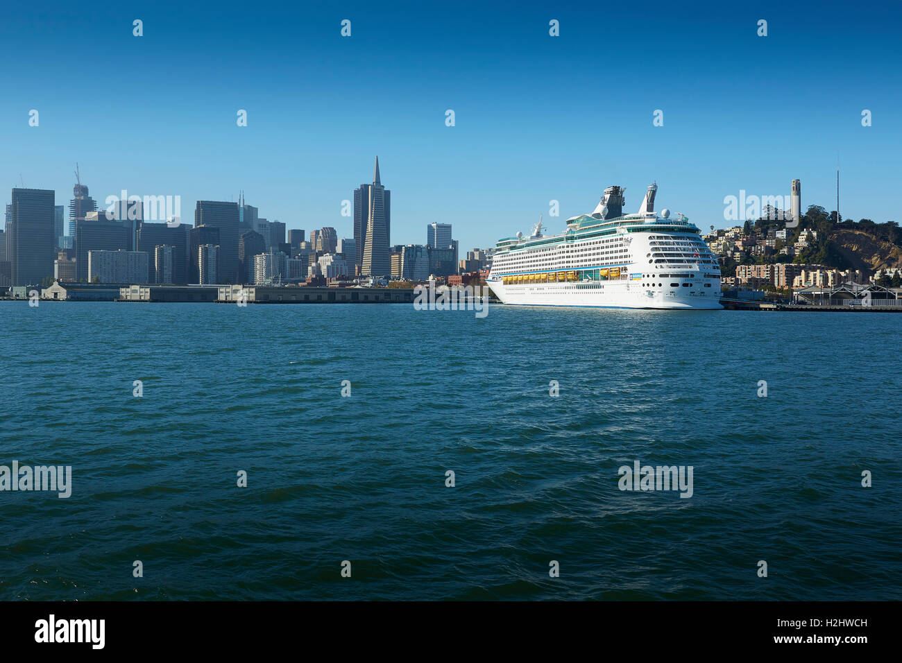 The Royal Caribbean Cruise Liner, Explorer of the Seas, Moored At Pier 27, San Francisco. Stock Photo