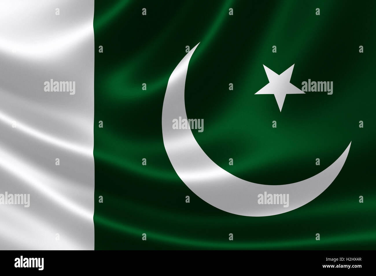 Close up of the flag of Pakistan on silky fabric Stock Photo