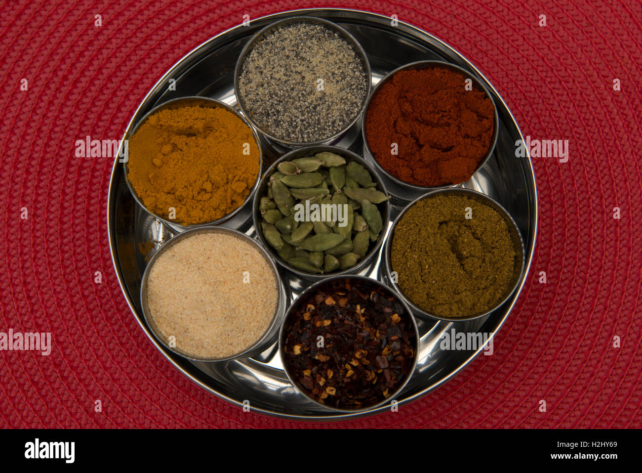 authentic indian ingredients curry,low key spices, Stock Photo