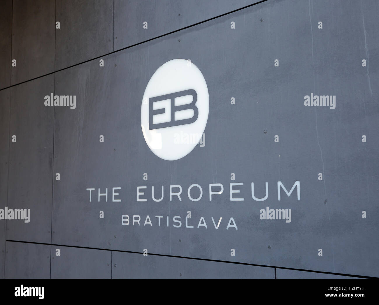 Europeum The Europeum Bratislava sign Stock Photo - Alamy