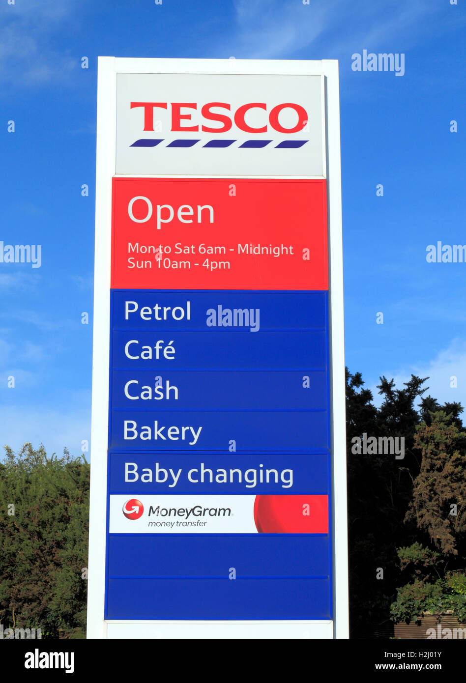 Tesco Hunstanton sign, Petrol, Cafe, Cash, Baby Changing, Bakery