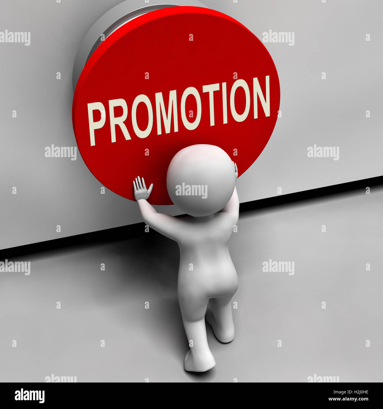 Promotion Button Shows New And Higher Role Stock Photo - Alamy
