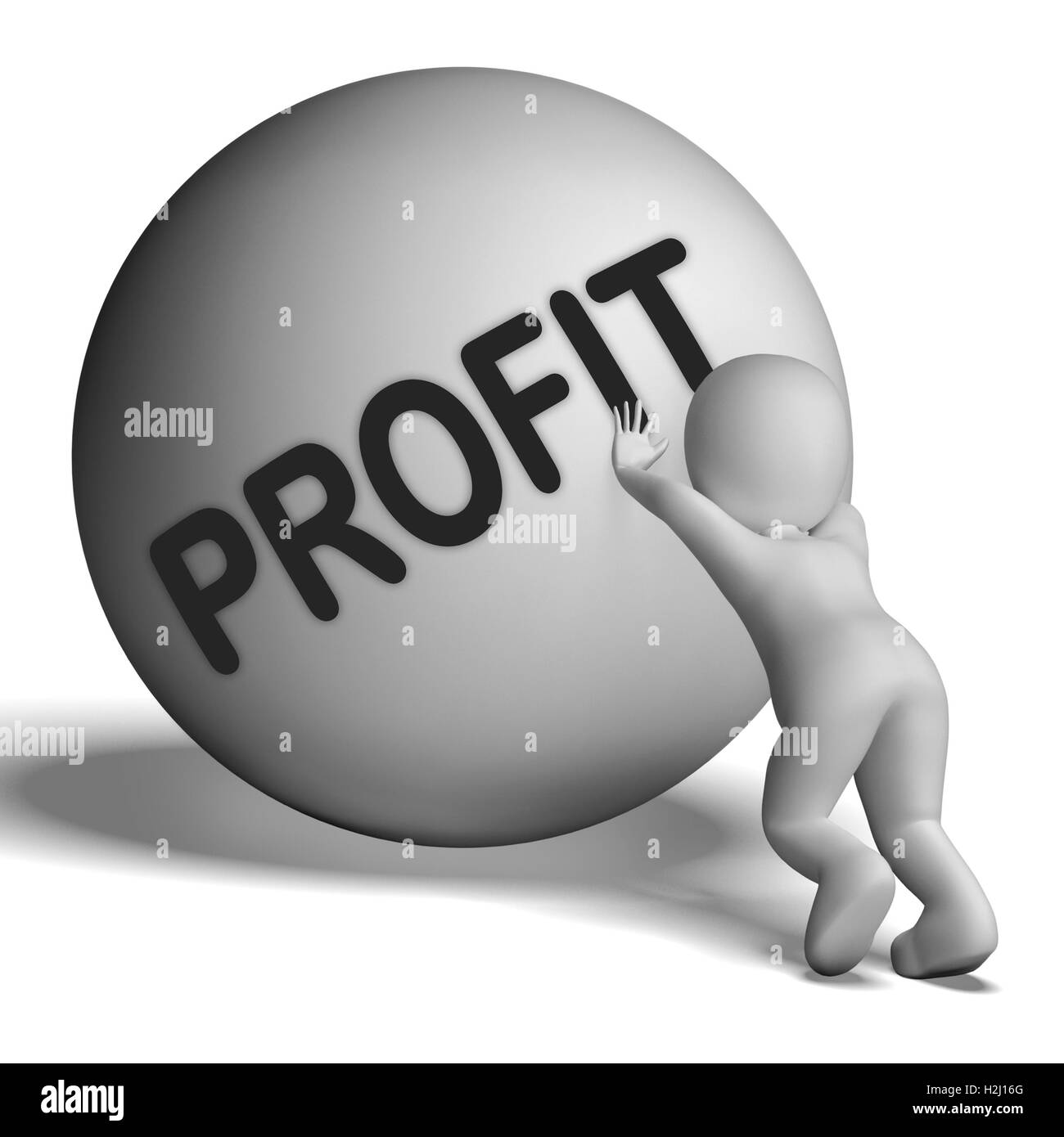 Profit Uphill Character Shows Cash Wealth Revenue Stock Photo