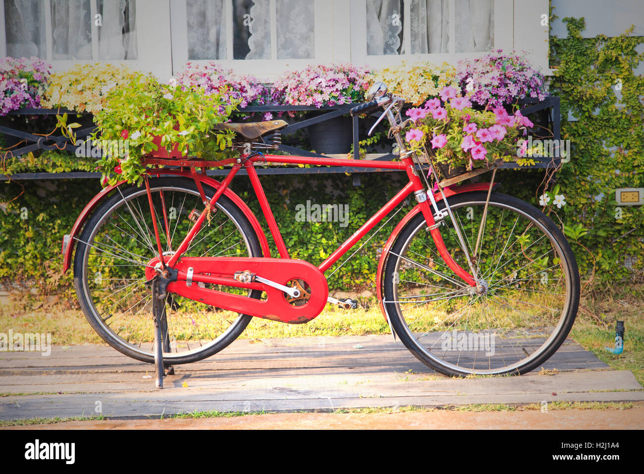 Red vintage bicycle Stock Photo Alamy