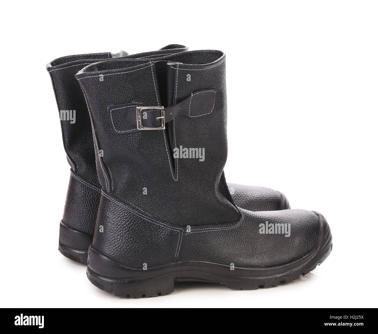 Black leather high boots Stock Photo Alamy