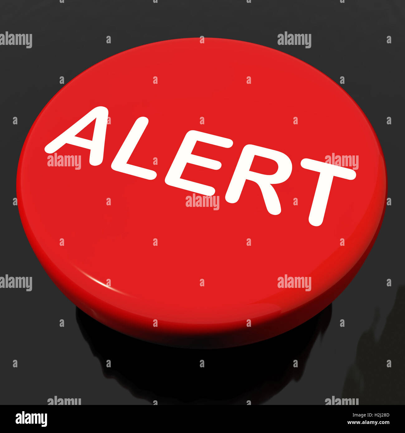 Alert Button Shows Danger Warning Or Beware Stock Photo Alamy